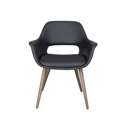 House of Sander Fenja spisebordstol, sort PU med træstel i NATUR